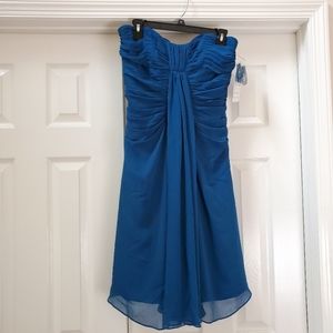 Vineyard Collection Teal Blue Strapless Cocktail Dress NEW